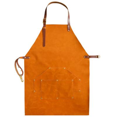 China 100% High Quality Eco-friendly Custom Made Apron Cowhide Work Waterproof Leather Work Aprons for sale