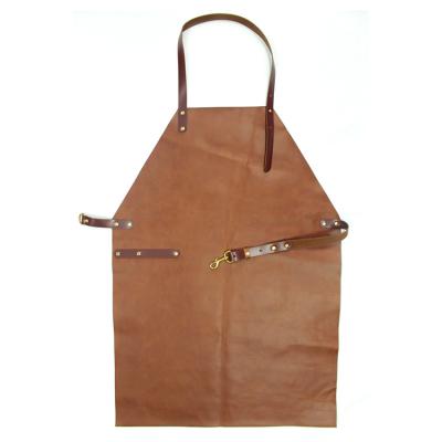 China 100% Full Leather Grain Apron Coffee Butcher Apron Bartender And Pockets Eco-Friendly Aprons for sale