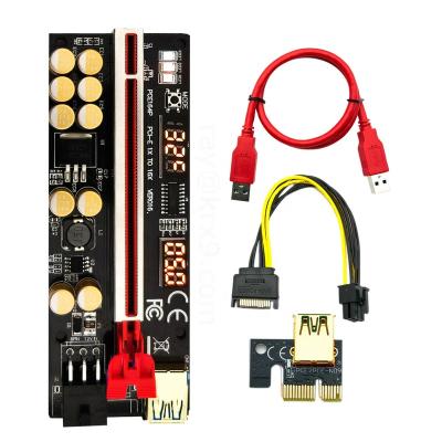 China Temperature Show + Flash LED Temp Show + Latest PCIE GPU Riser 016 LED Apr 2022 v016 Flash Better Than PRO 014 015 PLUS MAX 013 VER 009S 010S 011 012 for sale