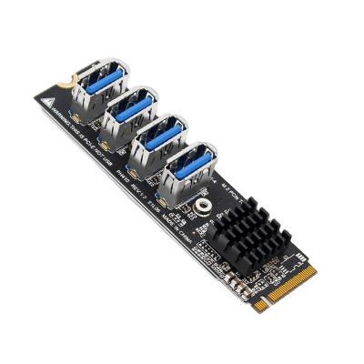 China M.2 PCIE Riser Card for 4 Port MKEY PCI-E X1 Adapter Module 1 to 4 Expansion Card for Desktop PC Windows XP About 130*80*25mm About 130*80*25mm of Desktp for sale