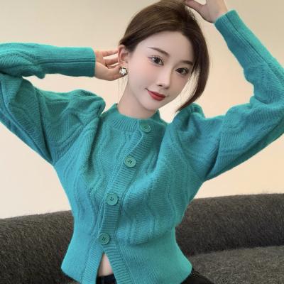 China French Blue Women's Western Style Long Sleeve Sweater Breathable Sleeve Cardigan Short Coat Sweater Blouse In Autumn And Winter for sale