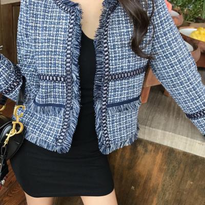 China Autumn and winter breathable short French jacket, British style and Western style, all-match style Korean loose design fringed blouse cardigan for sale