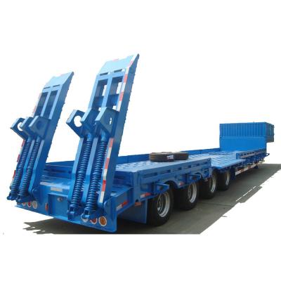 China Heavy Duty Gooseneck Flatbed Trailer , 4 Axle Lowboy Semi Trailer 80 - 85 Ton for sale