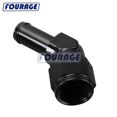 China High Quality 8AN Aluminum 6061-T6 AN8 To 1/2 Barb 45 Degree Female Swivel Anodized Pipe Barb Adapter Billet 6061-T6 Aluminum Alloy for sale