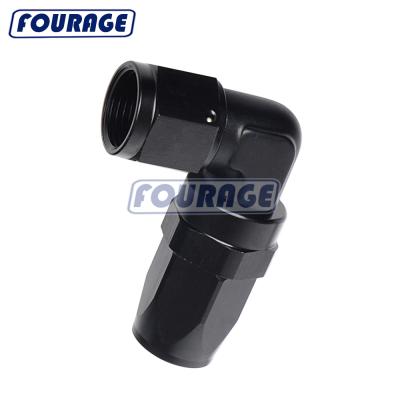 China Oil/Fuel/Water/Fluid/Auto Racing Parts Aluminum Anodized Swivel Airline One Female Thread to One Line Fuel Oil Fitting 90 Degree Elbow Forged Hose End for sale