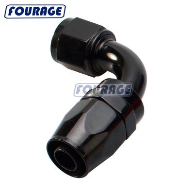 China Oil Gas Fuel Water Airline Liquid Race Car Parts Aluminum Reusable Elbow Swivel Hose Anodized 90 Degree Female End Fitting for sale