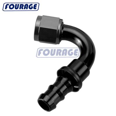 China Liquid Oil Water / Fuel Race Car Airline Parts Aluminum 120 Degree Elbow Swivel Female To Push Lock / On A Hose End Hose Connector Fitting for sale