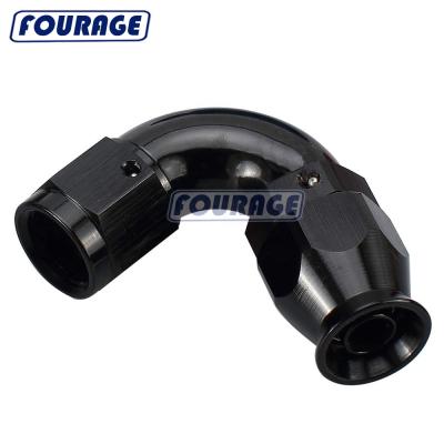 China Automobile Auto Parts 120 Degree Aluminum Reusable Swivel Full Flow PTFE 6AN AN6 One Piece Hose Ends for sale