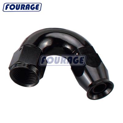 China Automotive Aluminum 150 Degree Forged Swivel Joint One Piece Full Flow Female Into 6AN PTFE Pipe Ends Tube Adapter Fitting Connector for sale