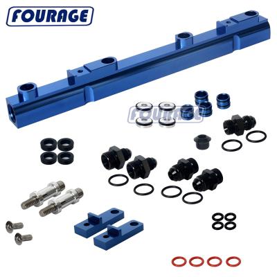 China Machining with Heavy Duty Mounts for High Pressure Application Heavy Duty Mounts Billet Upper EFI Fuel Injector Rails Aluminum Suit Top Feed Flow Kit for NISSAN SR20, Blue Anodized for sale