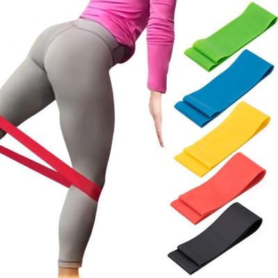 China Durable 5 Colors Yoga Resistance Elastic Bands Fitness Equipment 0.35mm-1.1mm Indoor Outdoor Pilates Sport Training Workout Elastic Bands for sale