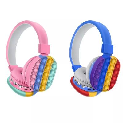 China New Ah-806E Rainbow Color Headband Wireless BT Children's Headphones With Mic Stereo Music Decompression Toy Gift Earphones for sale