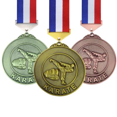 China Europe and America LY Karate Medal Sublimation Design Custom 3D Coronation Cast Silver Gold Bronze Medals Sports Karate Medals and Ribbons for sale