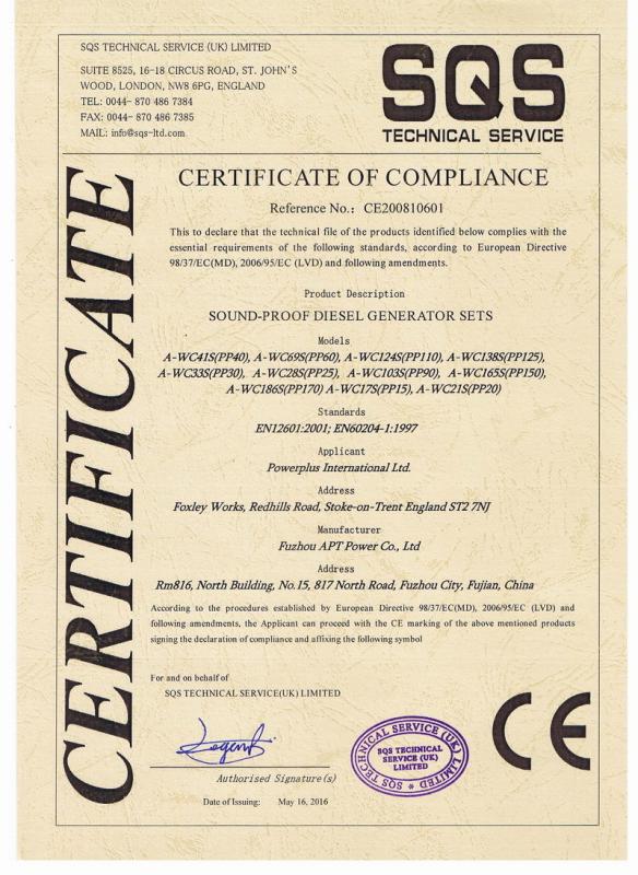 CE Certificate - Fuzhou APT Power Co. Ltd