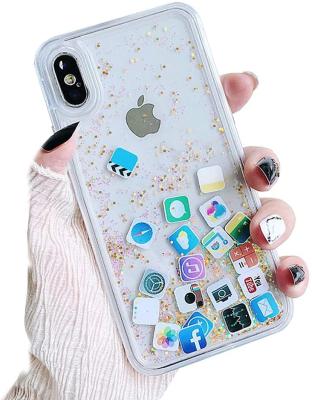 China Anti-Scratch/Shockproof/Slipproof/Dustproof for iphone 12 pro logo liquid quicksand phone case beautiful icons PC custom tpu for iphone 8 for sale