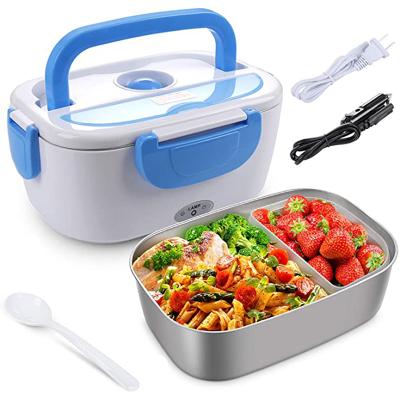 China Custom Car Bento Boxes Thermos Portable Food Warmer Heated Containers Stainless Steel Electric Lunch Box For Car Warmers Food for sale