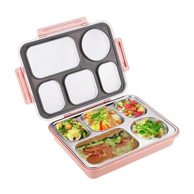 China LULA 2021 Hot Selling Freshness Preservation Shipping 5-Compartment Bento Style Bento Box For Kids Clear Lid With Divisions for sale