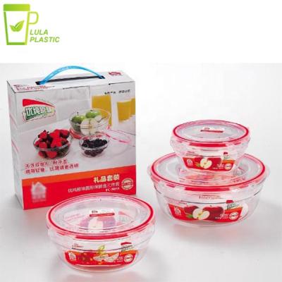 China LULA Shatter Proof 3 Pcs Microwavable Tritan Plastic Recycled Leakproof Food Storage Container With Clear Lid for sale