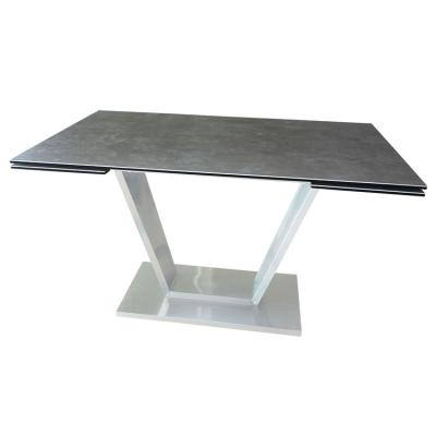 China Adjustable (other) Rectangular Stainless Steel Extended Contemporary Design Cheap Extendable Glass Coffee Dining Table for sale