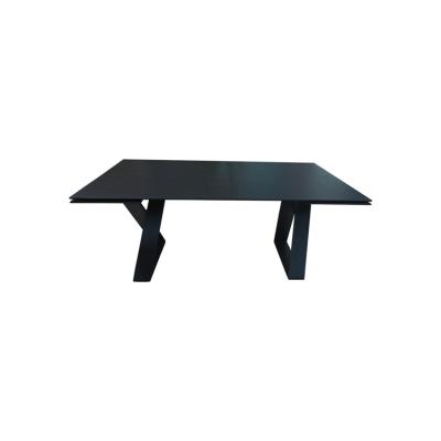 China Outdoor Extendable Dining Table (Other) Tempered Glass Adjustable Stone-Coated Dining Room Furniture for sale