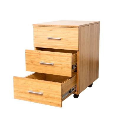 China High Quality Expandable Movable Bamboo Cabinet Drawer Bamboo Filing Storage Organizer Home Office 3 Drawers for sale