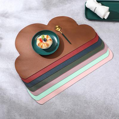 China Stored Cloud's Non-sticking Shaped Waterproof Non-slip Leather Silicone Pet Place Mat Dog Food Pad for sale