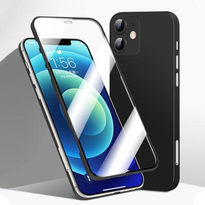 China 360 Degree Cell Phone Inclusive Design Cell Phone Case Cover Tempered Glass Screen Protector 2 New In 1 For Iphone 12 Mini Pro Max 360 Full Ultrathin for sale