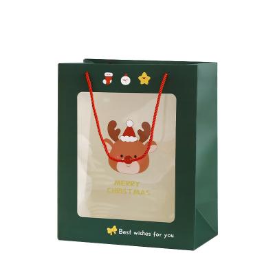 China PVC Window Christmas Gift Paper Carrier Bag Recyclable Clear Clear Transparent Paper Bag Flower Doll Jewelry Gift Bag for sale