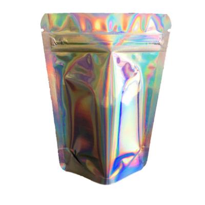 China Recyclable Custom Packaging 4x6 Inches Shinny Shiny Resealable Zipper Mylar Foil Holographic Plastic Foil Bag For Eyelash Cosmetic for sale