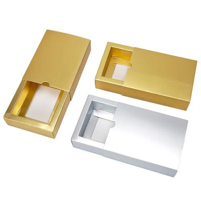 China Gold Silver Recyclable Box For Cooki Drawer Paper Box Customized Drawer Packaging Macaroon Sweet Bakery Packaging for sale