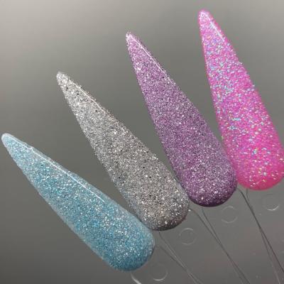 China Nail Art Beauty 12 Colors Dipping Powder With Glitter In Jar 0.34oz Acrylic Nail Yellow&Blue&Silver Pink for sale