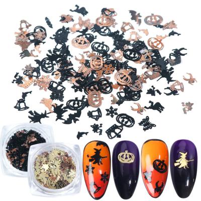 China Eco-Friendly Material Designer Nail Art Decals Halloween Pumpkin Witch Snowflake Bat Nail Accessories Holograms for sale