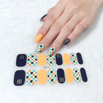 China Easy to Apply& Remove Hot Sale 16 Foils Nail Gel Nail Polish Strips Sticker Flower Printing Check Pattern Wholesale for sale