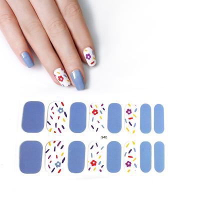 China Easy to Apply& Remove Hot Sale 16 Foils Nail Gel Nail Polish Strips Sticker Flower Printing Check Pattern Wholesale for sale