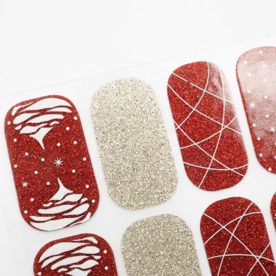 China 2022 Eco-friendly Material Design Cartoon Christmas Trees Lovely Elk Christmas Nail Polish Stickers for sale