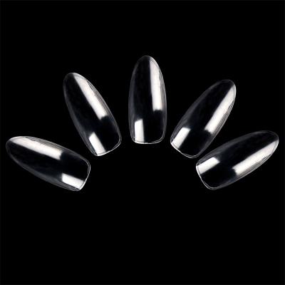 China 24 Pcs Clear Acrylic French Fake Nail Tips Full Cover French Oval Gel Nails Ultra Flexible Size for sale