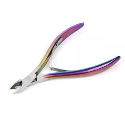 China Easy Apply Manicure Scissors Manicure Tools Rainbow Nail Nipper Set Nail Clipper Cuticle Pusher for sale