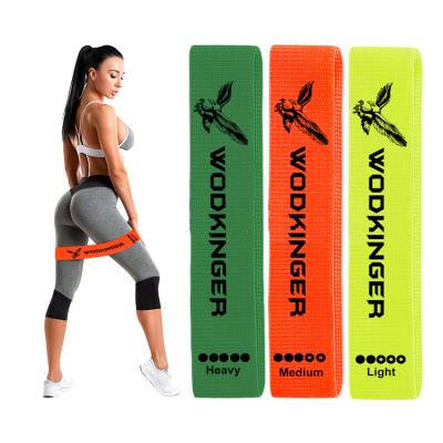 China Goods Ready to Ship Custom Logo Print 3 Cotton Fabric Hip Booty Bands Set Fitness Fabric Resistance Bands for sale