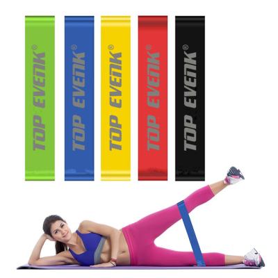 China Custom Printed Resistance Non Slip Mini Loop Bands Suzhou Exercise Fitness Latex Set of 5 for sale