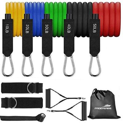 China Durable Pilates Exercise Elastic Yoga Training 11 PCs Carrying Case Resistance Band Set for sale