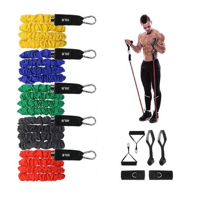 China High Elasticity Improved Resistance Bands With Anti Snap Grip Nylon Covered Sleeve Exercise Bands Set For Workout for sale