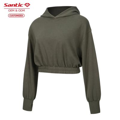 China Army Green Breathable Long Sleeve Waistband Full Of Elastic Crop Top For Sale for sale