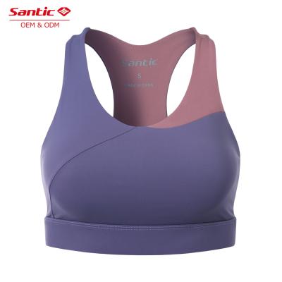 China Santic Breathable OEM ODM Custom With Laser Cutting High Impact Fashion Yoga Wear Workout Sports Bra Top for sale