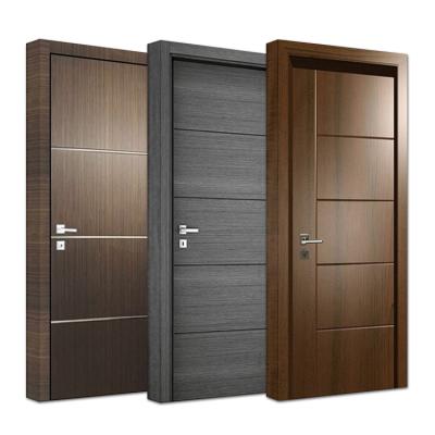 China HS-WD017 Sound Insulation Black Walnut Modern Solid Wood Doors Design Room Interior Swing Wooden Door With Frames And Accessories for sale