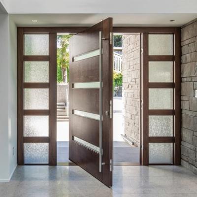 China Sound Insulation HS-PWD5 House Pivot Front Entry Door Designs Modern Apartment Villa Wooden Base Track Doors for sale