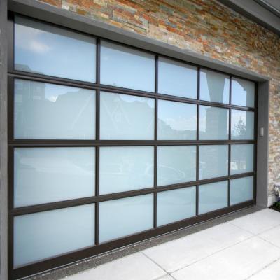 China HS-AGD2 new design cheap prices waterproof frosted modern aluminum upturned glass garage doors insulated garage door tempered glass panel for sale