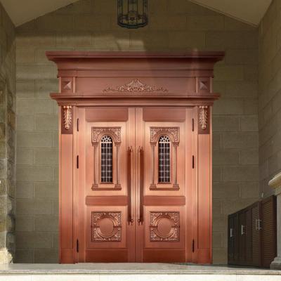 China HS-GX2084 Design HS-GX2084 Anti-theft Exterior Luxury Double Leaf Front Entry Copper Door for sale