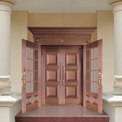 China HS-GX2159 anti-theft customized exterior villa home security entrance style metal copper door for sale