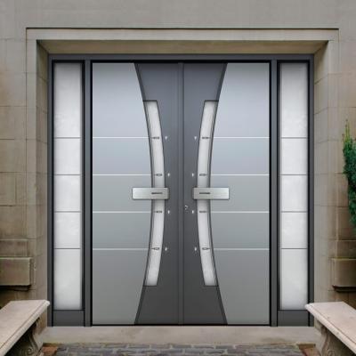 China Home HS-SSD21 Anti-theft Outside Main Door Designs Modern Exterior Luxury Decorative Stainless Steel Metal Doors Double Entry Doors for sale