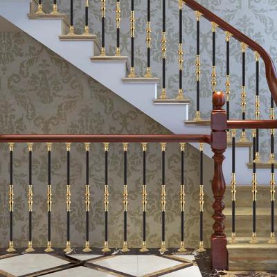 China Modern Hot Sale Indoor Metal Staircase Design Baluster Aluminum Gold Fence Railing for sale